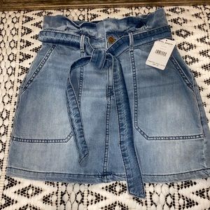 Free People Paper Bag Denim Skirt